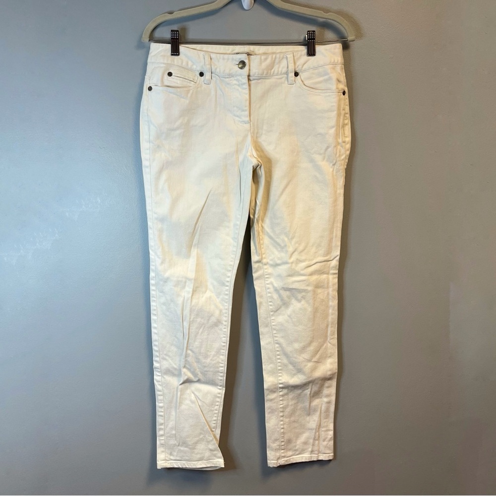 Kenneth Cole Jeans White Skinny Denim Sz 6P EUC Designer 5 Pocket Zipper